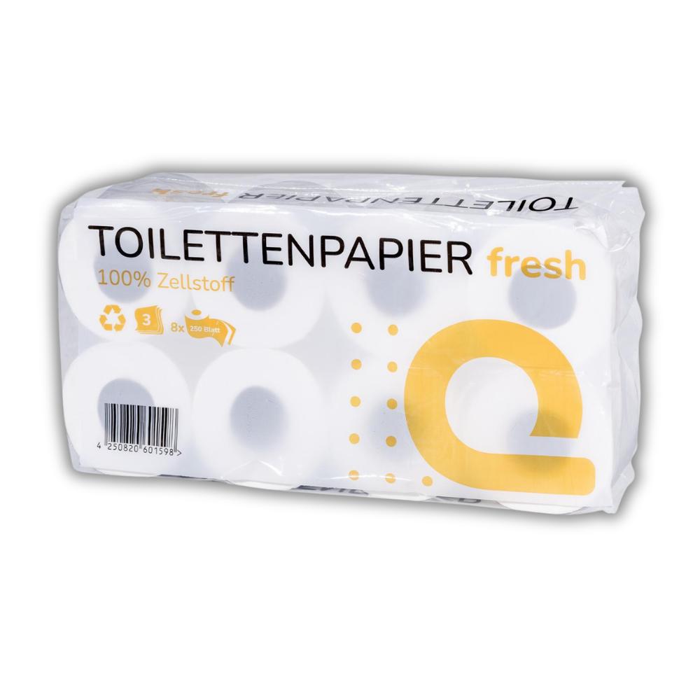 Toilettenpapier Kleinrolle, 3-lagig, 250 Blatt, Zellulose