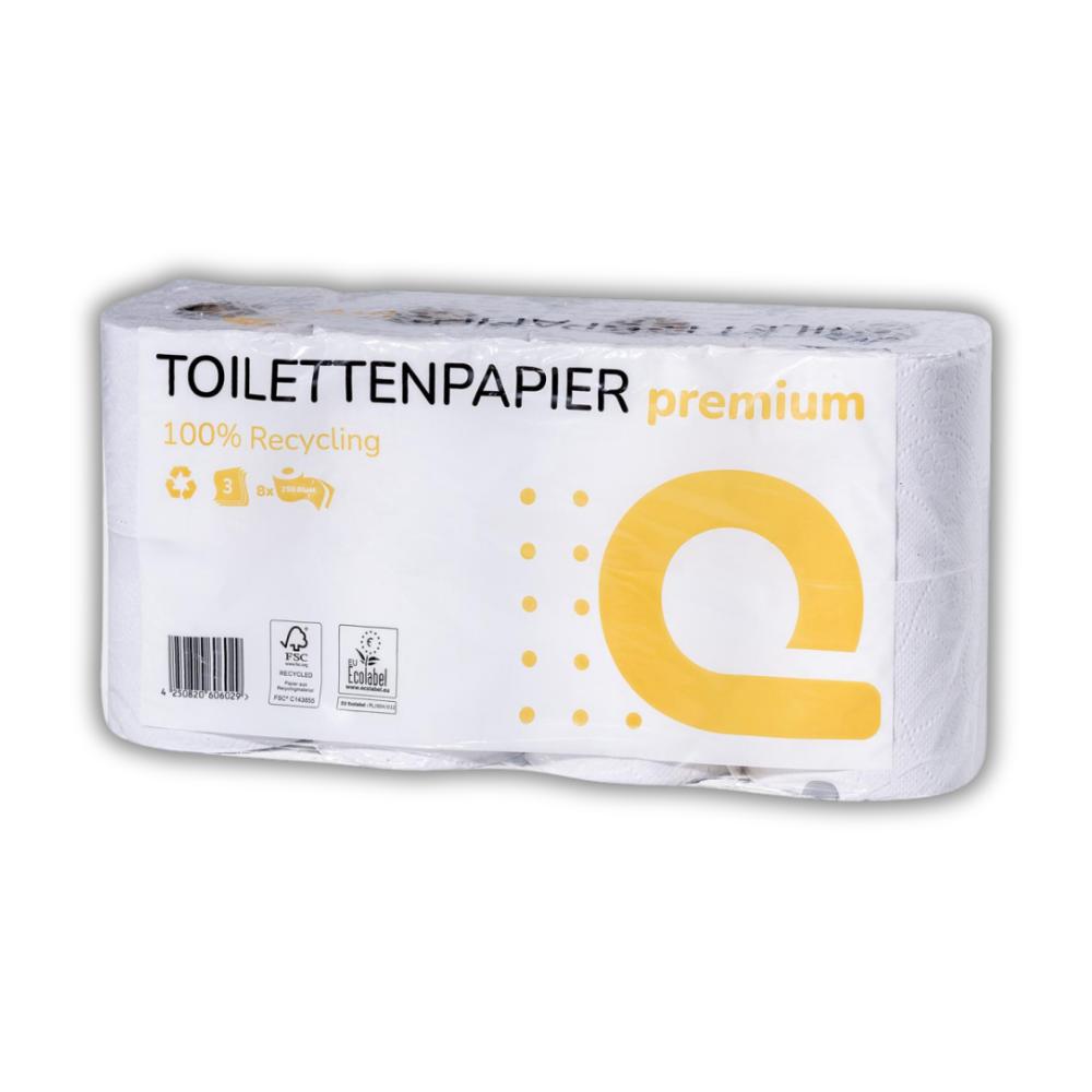 Toilettenpapier Kleinrolle, 3-lagig, 250 Blatt, Recycling