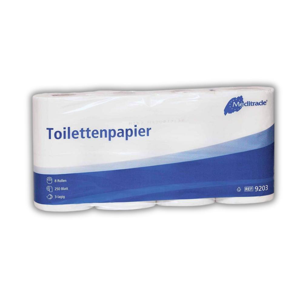Toilettenpapier Kleinrolle, 3-lagig, 250 Blatt, Zellulose