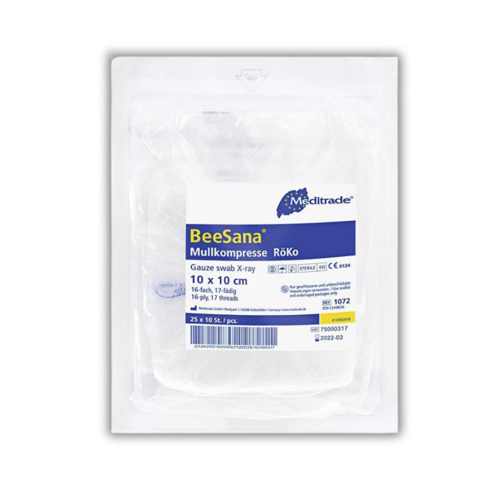 BeeSana® Mullkompresse RK, doppelt steril, 16-fach, 10 x 20 cm, ,(15x10 Stück)