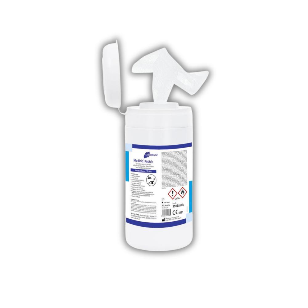 Medizid Rapid+ Desinfektionstücher Tücher in PE-Spenderdose á 150 Stk.