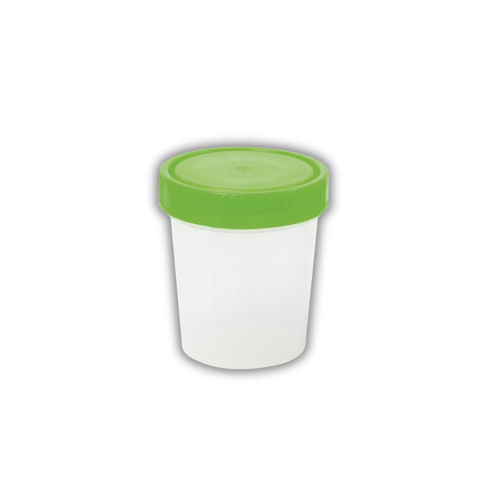 Urinbecher Schraubverschluß 100 ml, grüner Schraubverschluß