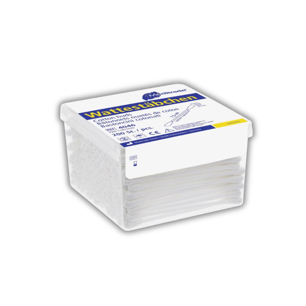 Wattestäbchen unsteril Länge: 7,5 cm, kleiner Kopf beidseitig, Kunststoff, unsteril