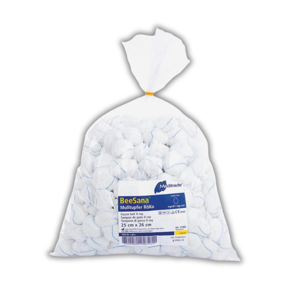 BeeSana® Mulltupfer mit RöKo, unsteril, 25 x 26 cm, eigroß, Rundform