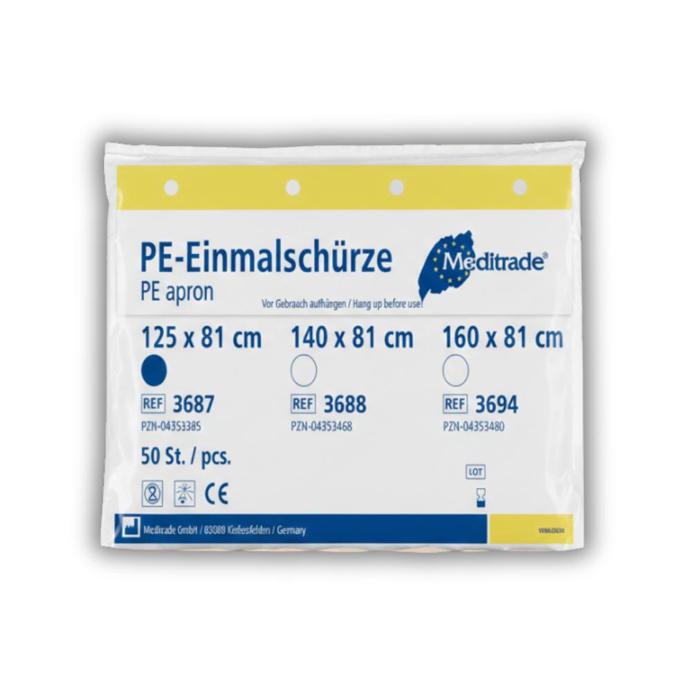 PE-Einmalschürze geblockt PE-Schürze, 125 x 81 cm, 16µm, weiß, geblockt, einzeln abreißbar