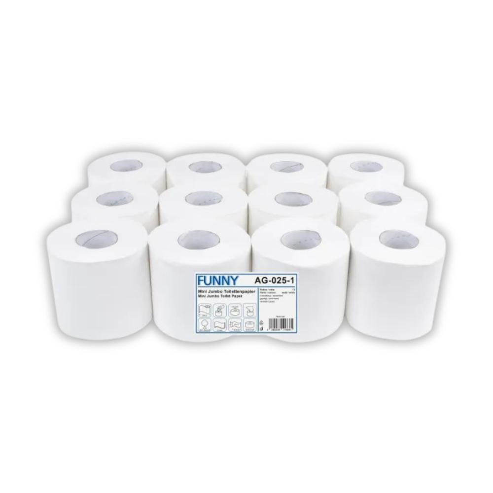 FUNNY Jumbo-Toilettenpapier, 2-lagig Zellstoff weiß, Ø 15,2 cm, 12 Rollen