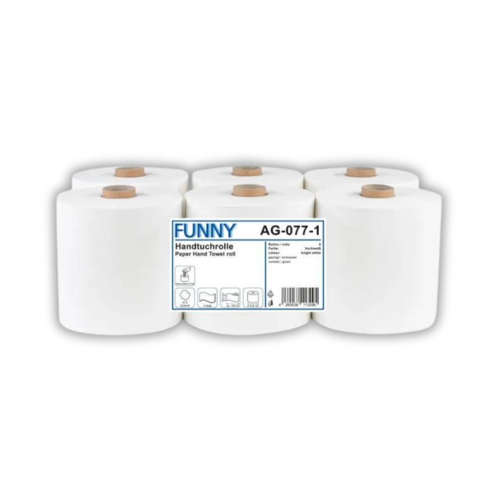 FUNNY Handtuchrolle 19 cm, 2-lagig, hochweiß Zellstoff, 140 m, 6 Rollen