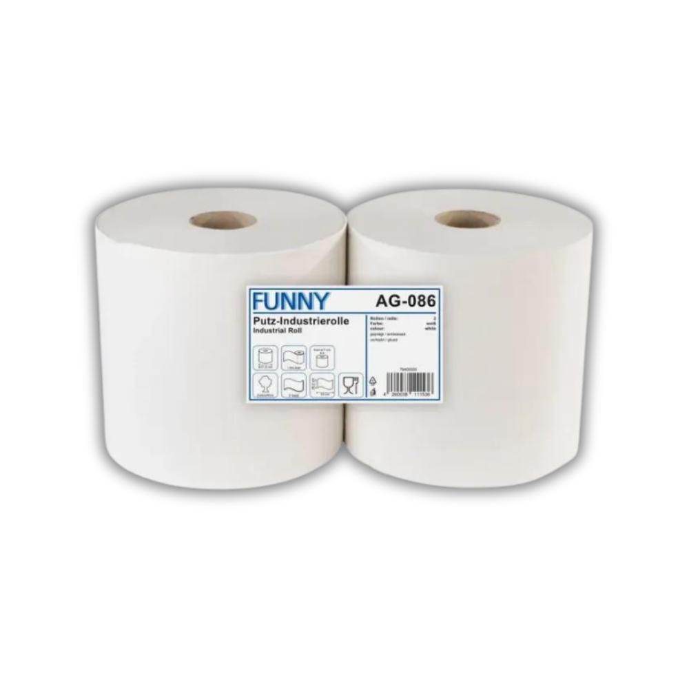 FUNNY Industrierolle 26 cm, 2-lagig, weiß Zellstoffmix, 1.000 Blatt, 2 Rollen