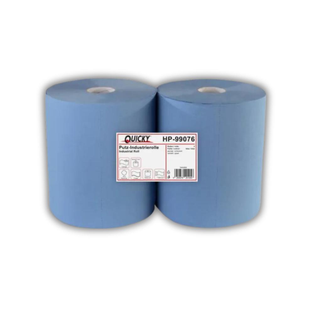 Quicky Industrierolle 33 cm, 2-lagig, recycling blau 1.000 Blatt, 2 Rollen