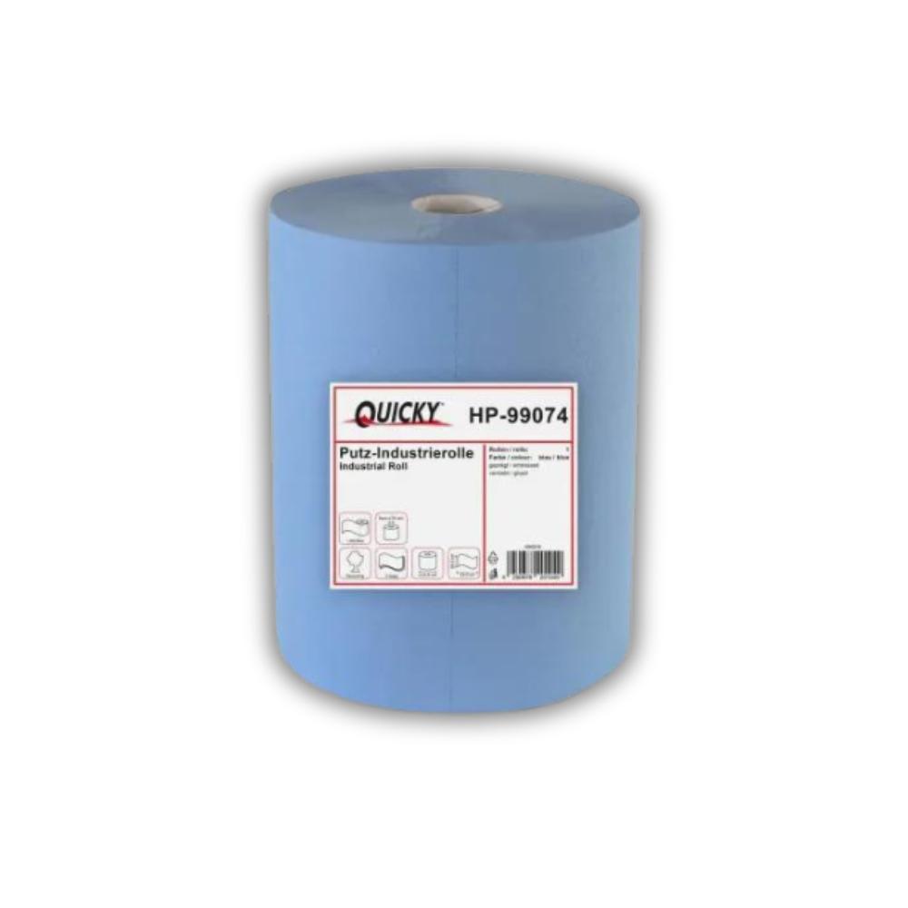 Quicky Industrierolle 36 cm, 3-lagig, recycling blau 1.000 Blatt, 1 Rolle