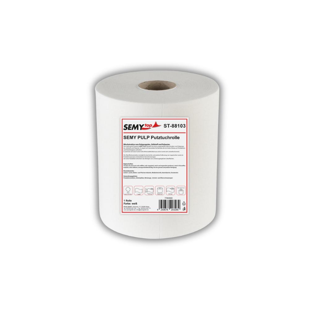 SEMYtop Semy Pulp Putztuchrolle 29 cm, weiß 300 Blatt, 1 Rolle