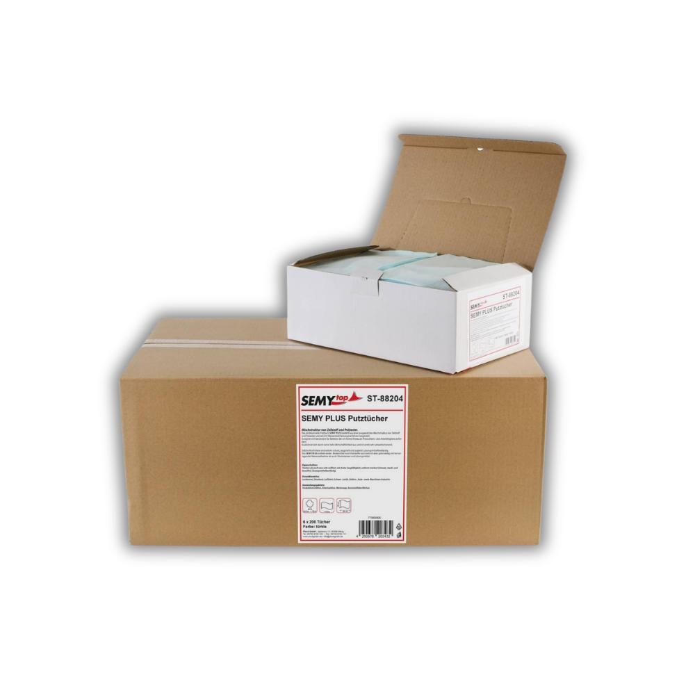 SEMYtop Semy Plus Tuch in Spenderbox 29x38cm, 6x200 Tücher im Karton, türkis