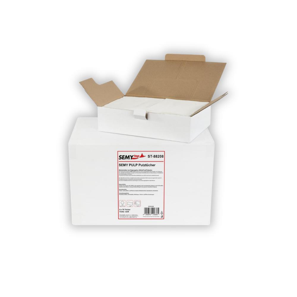 SEMYtop Semy Pulp Tuch in Spenderbox 29x38cm, 6x70 Tücher im Karton, weiß