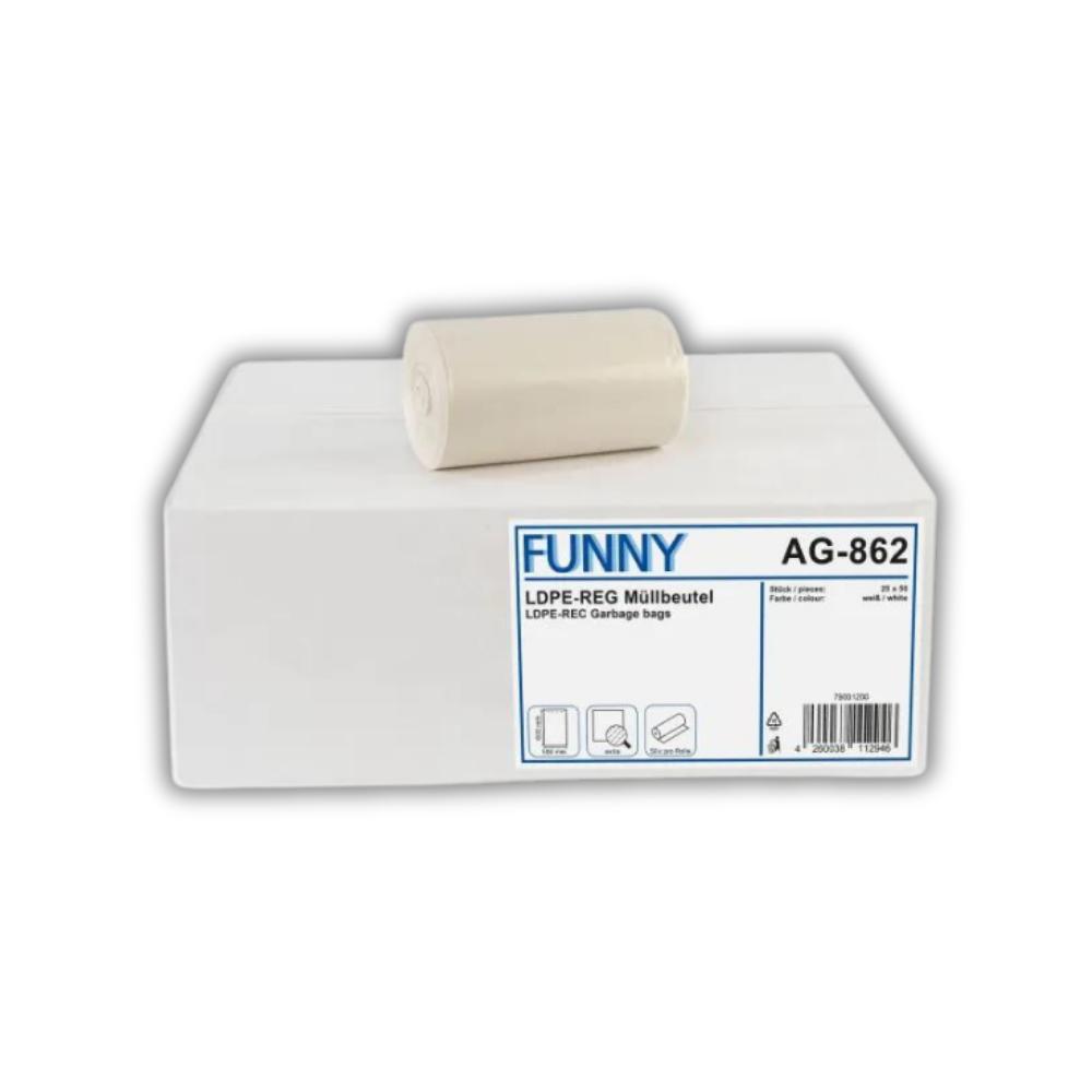 FUNNY LDPE-Regenerat Müllbeutel, weiß extra, ca. 30 l, 500 x 600 mm