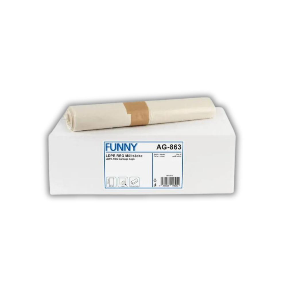 FUNNY LDPE-Regenerat Müllbeutel, weiß extra ca. 60 l, 600 x 700 mm