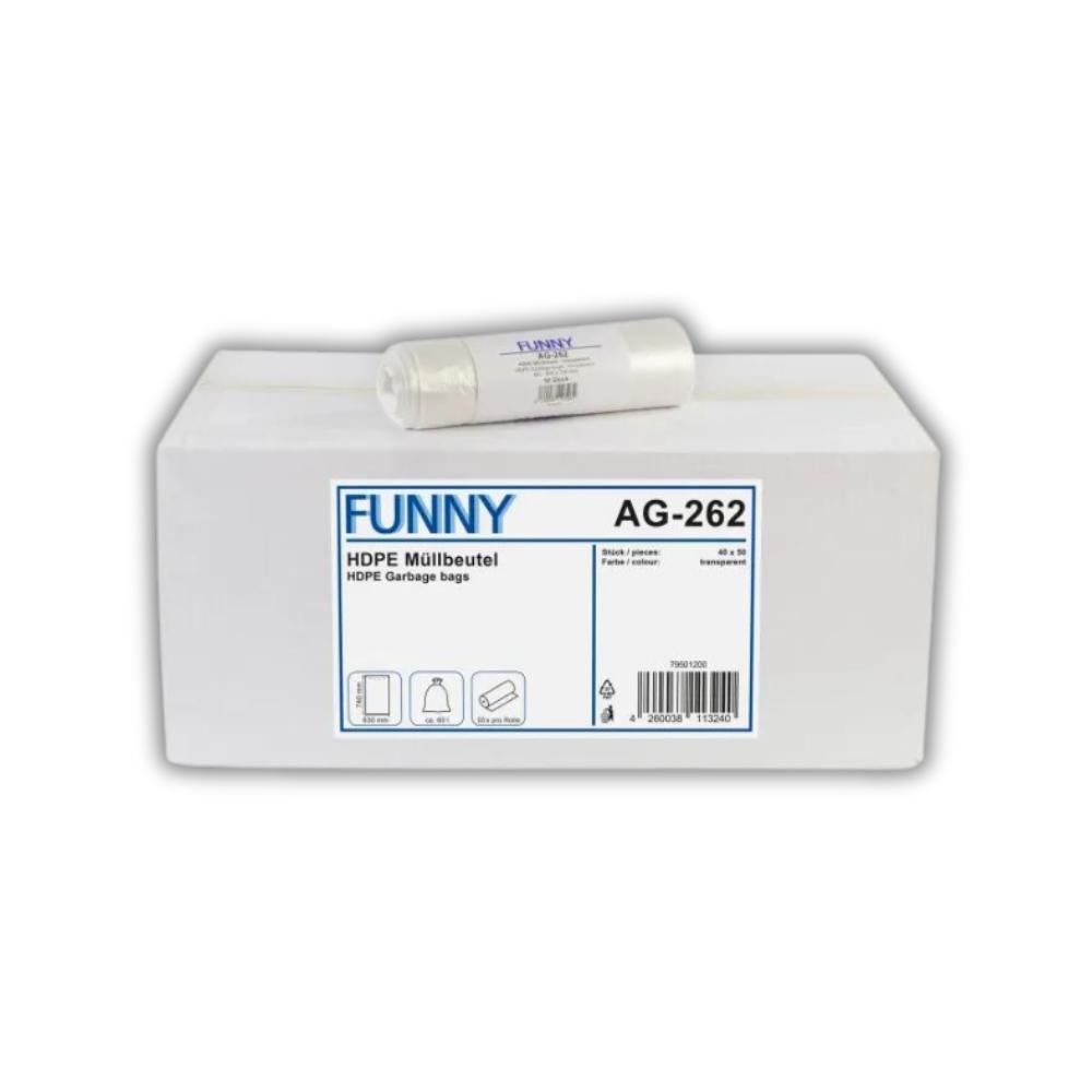 FUNNY HDPE Müllbeutel, natur, 60 l, 630 x 740 mm