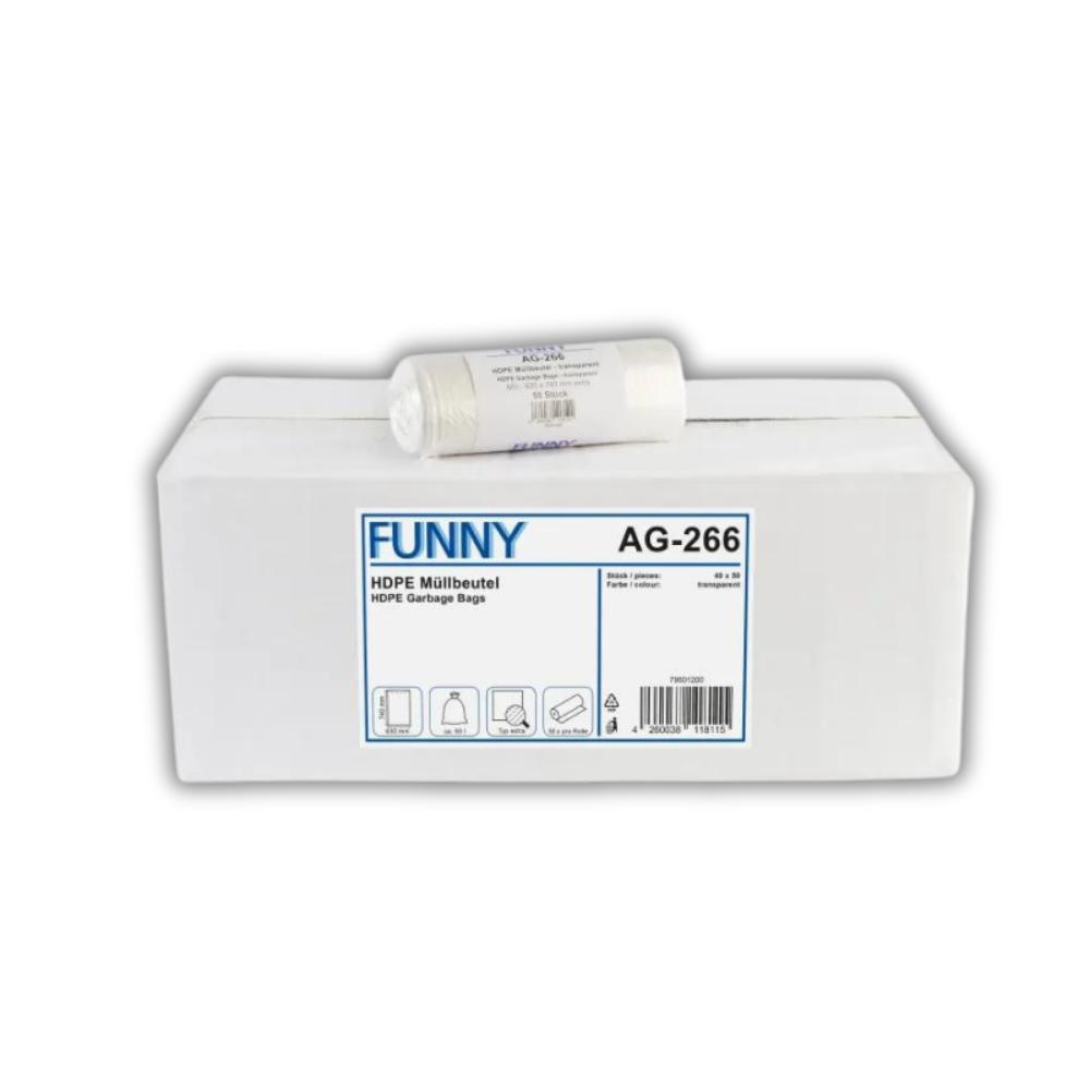 FUNNY HDPE Müllbeutel, extra, natur, 60 l, 630 x 740 mm