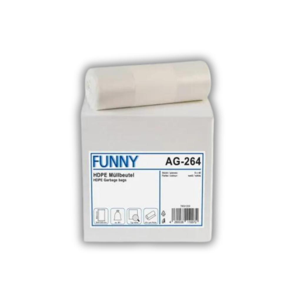 FUNNY HDPE Müllbeutel, extra, weiß, 90 l, 385 + 245 x 850 mm
