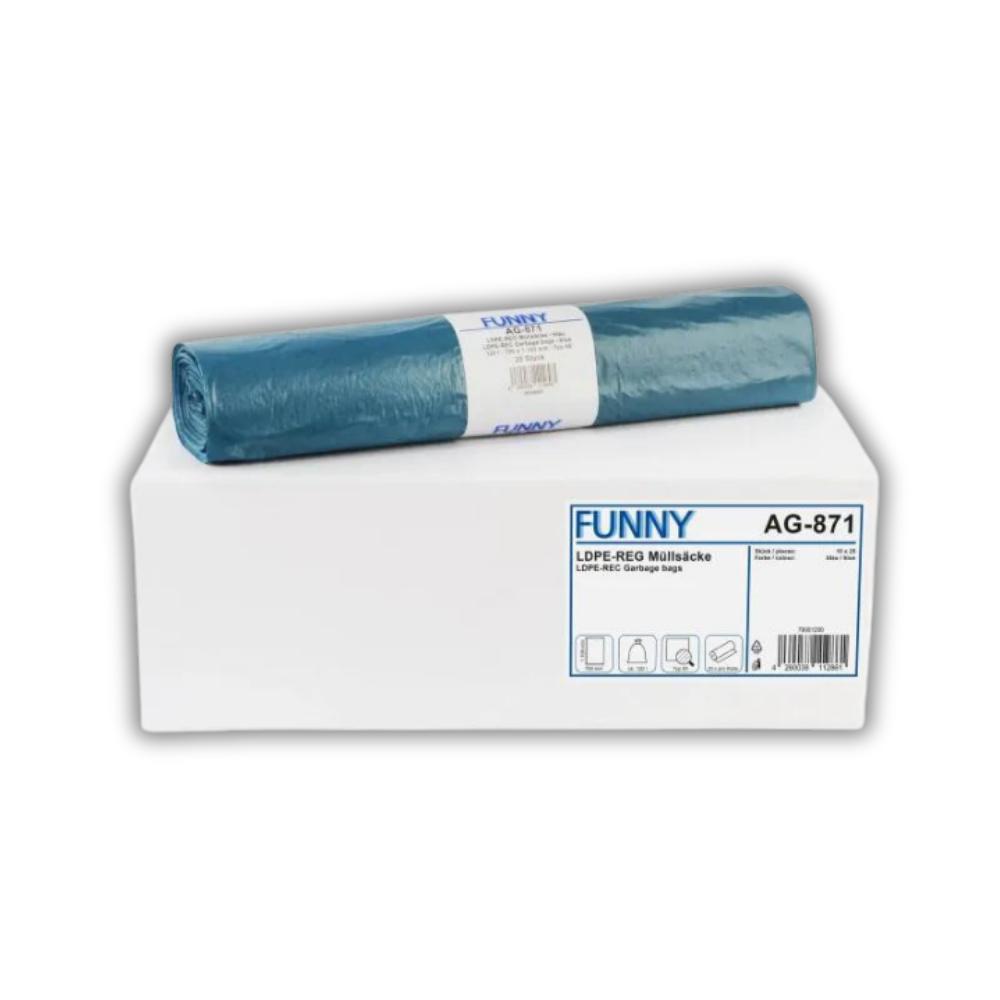 FUNNY LDPE-Regenerat Müllsäcke, blau, Typ 60, 120 l, 700 x 1.100 mm