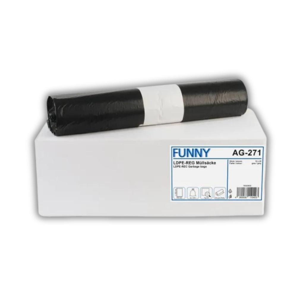 FUNNY LDPE-Regenerat Müllsäcke, grau, Typ 60, 120 l, 700 x 1.100 mm