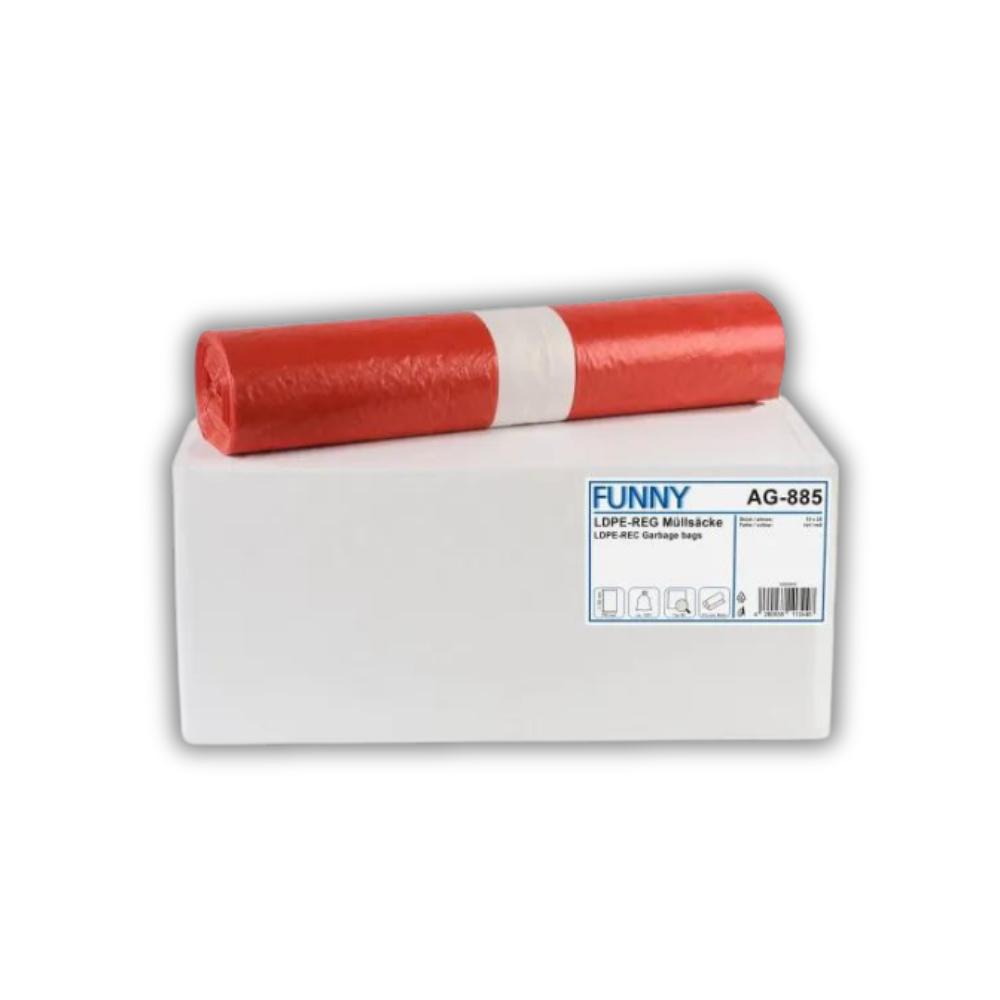 FUNNY LDPE-Regenerat Müllsäcke, rot, Typ 60, 120 l, 700 x 1.100 mm