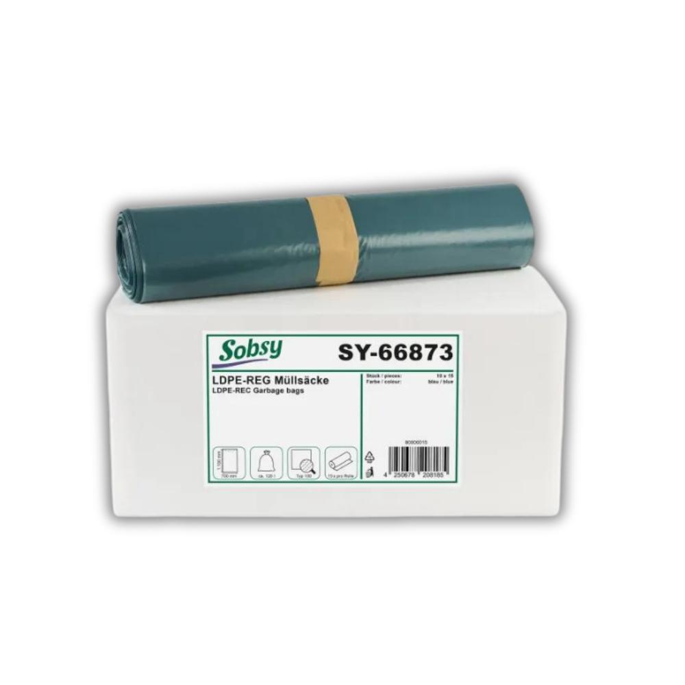 Sobsy LDPE-Regenerat Müllsäcke, blau, Typ 100, 120 l, 700 x 1.100 mm