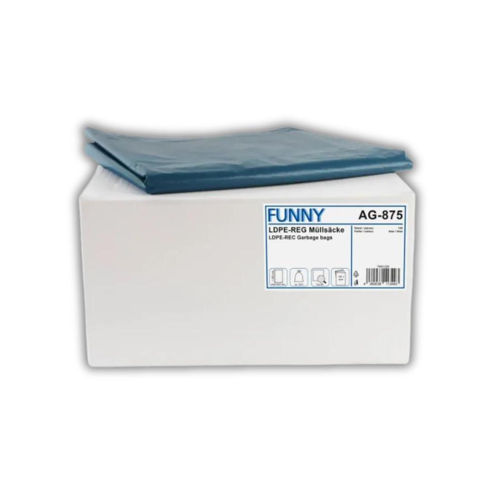 FUNNY LDPE-Regenerat Müllsäcke, blau, lose Typ 80, 240 l, 650+550 x 1.350 mm