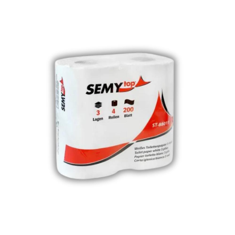 SEMYtop Toilettenpapier, 3-lagig, 200 Blatt Zellstoff weiß, 16 x 4 Rollen