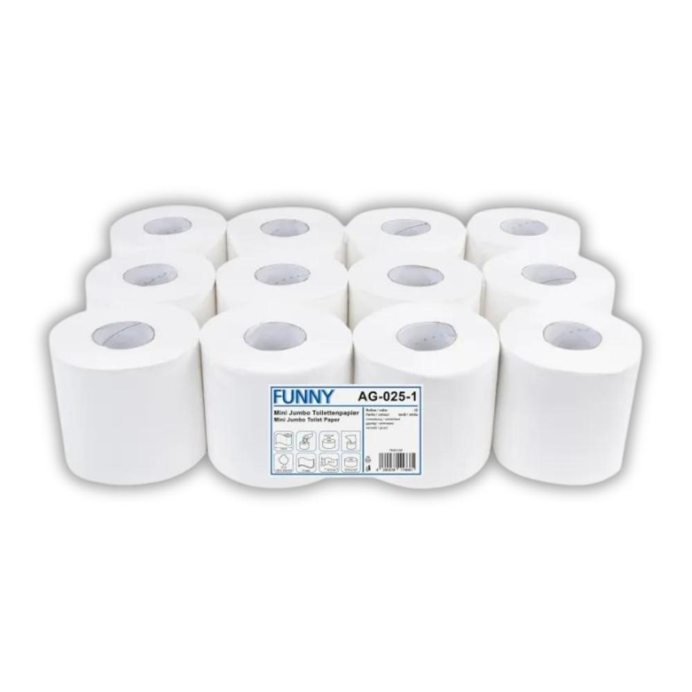 FUNNY Jumbo-Toilettenpapier, 2-lagig Zellstoff weiß, Ø 15,2 cm, 12 Rollen