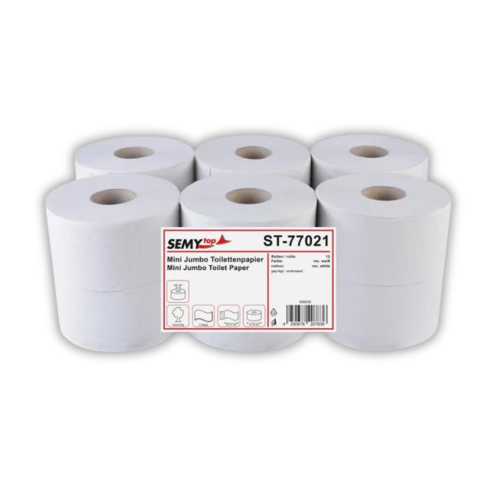 SEMYtop Jumbo-Toilettenpapier, 2-lagig Recycling weiß, Ø 19 cm, 12 Rollen