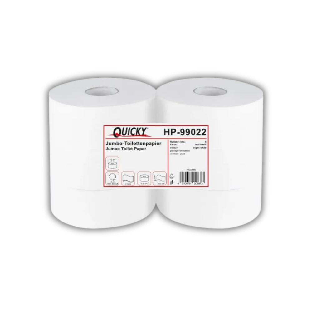 Quicky Jumbo-Toilettenpapier, 2-lagig Zellstoff weiß, Ø 25 cm, 6 Rollen