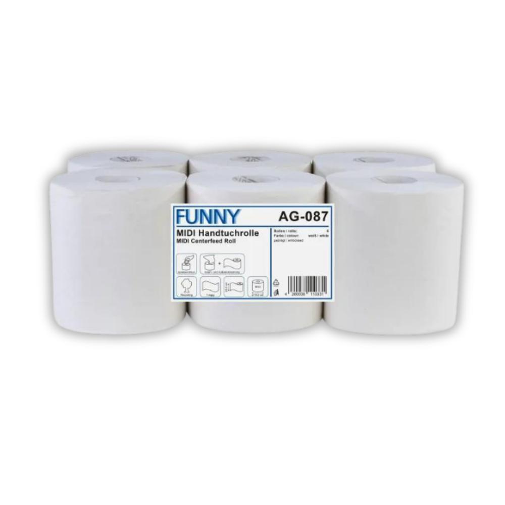 FUNNY Handtuchrolle MIDI 20 cm, 1-lagig, recycling weiß Ø 19 cm, 6 Rollen