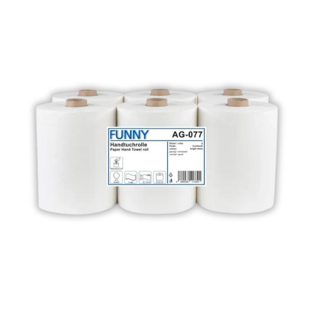 FUNNY Handtuchrolle 24 cm, 2-lagig, hochweiß Zellstoff, 140 m, 6 Rollen