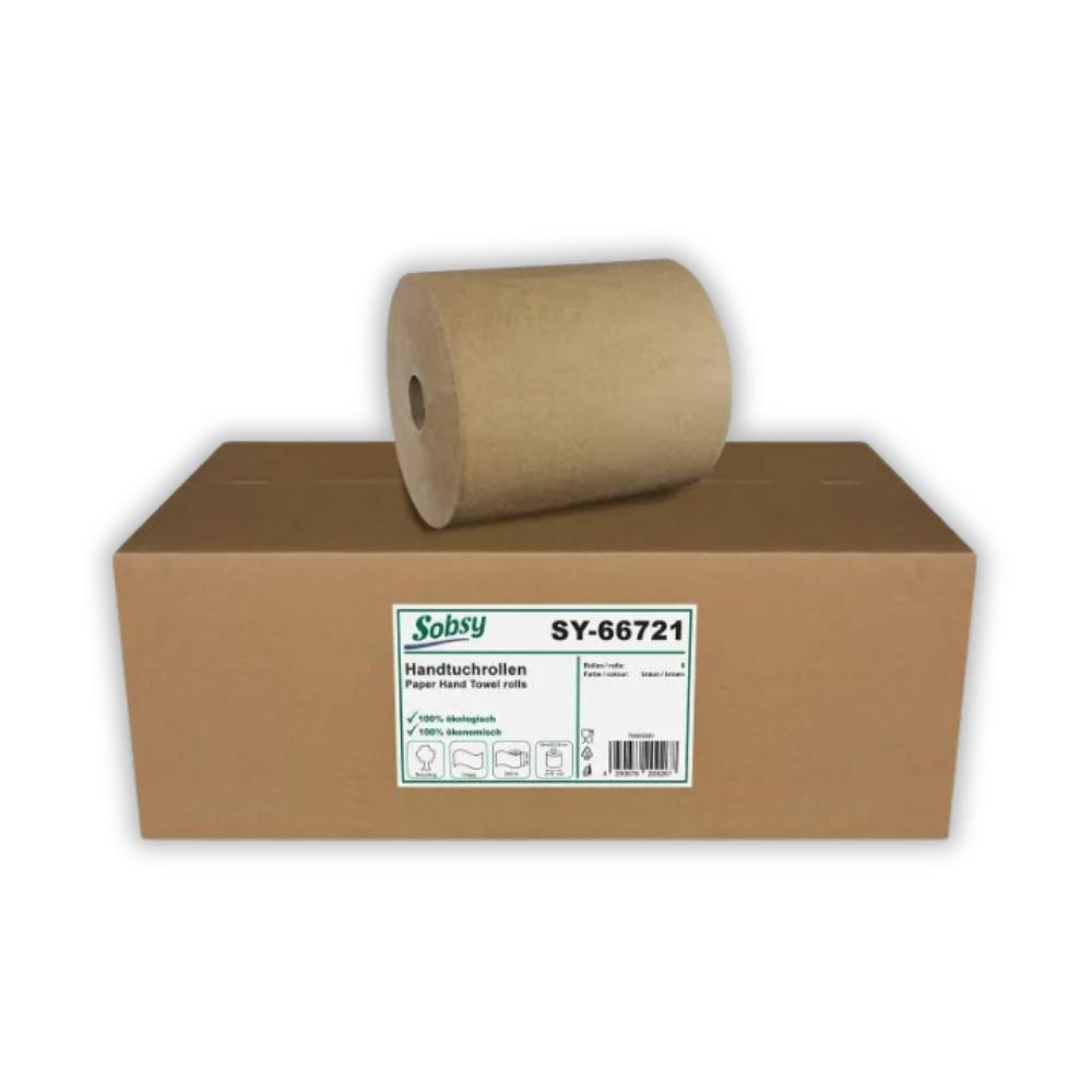 Sobsy Handtuchrolle Autocut 20 cm, 1-lagig, recycling braun, Ø 19 cm, 6 Rollen