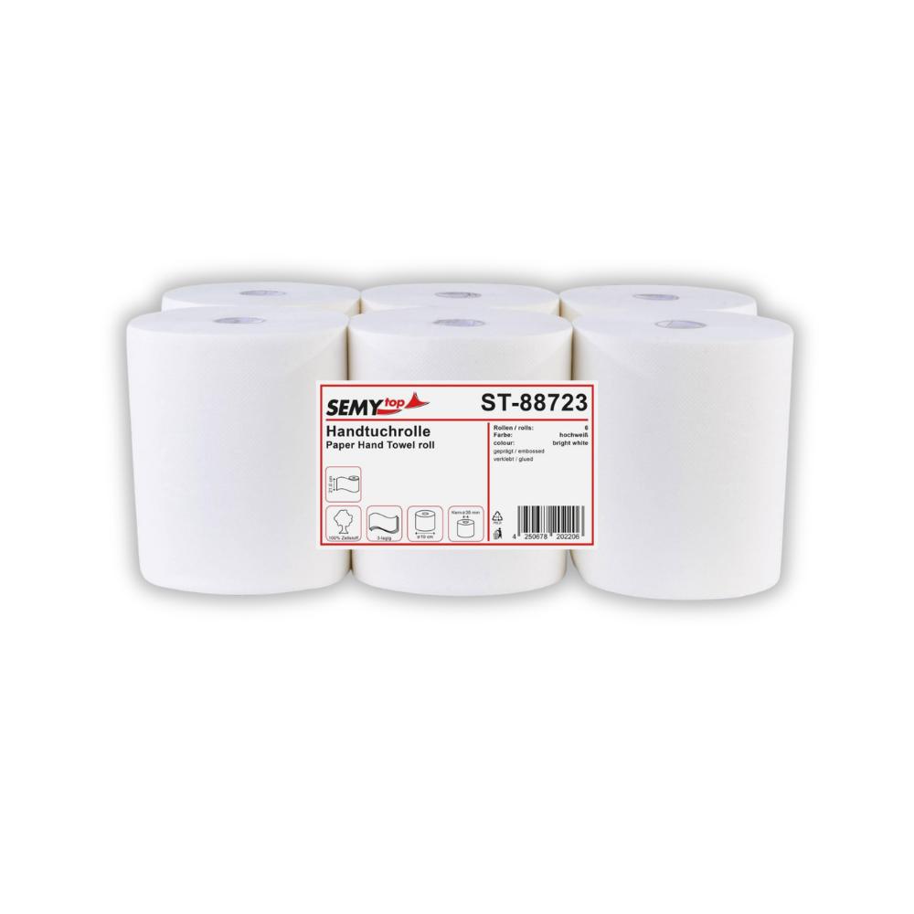 SEMYtop Handtuchrolle 21 cm, 3-lg., hochweiß Ø 19 cm, 6 Rollen