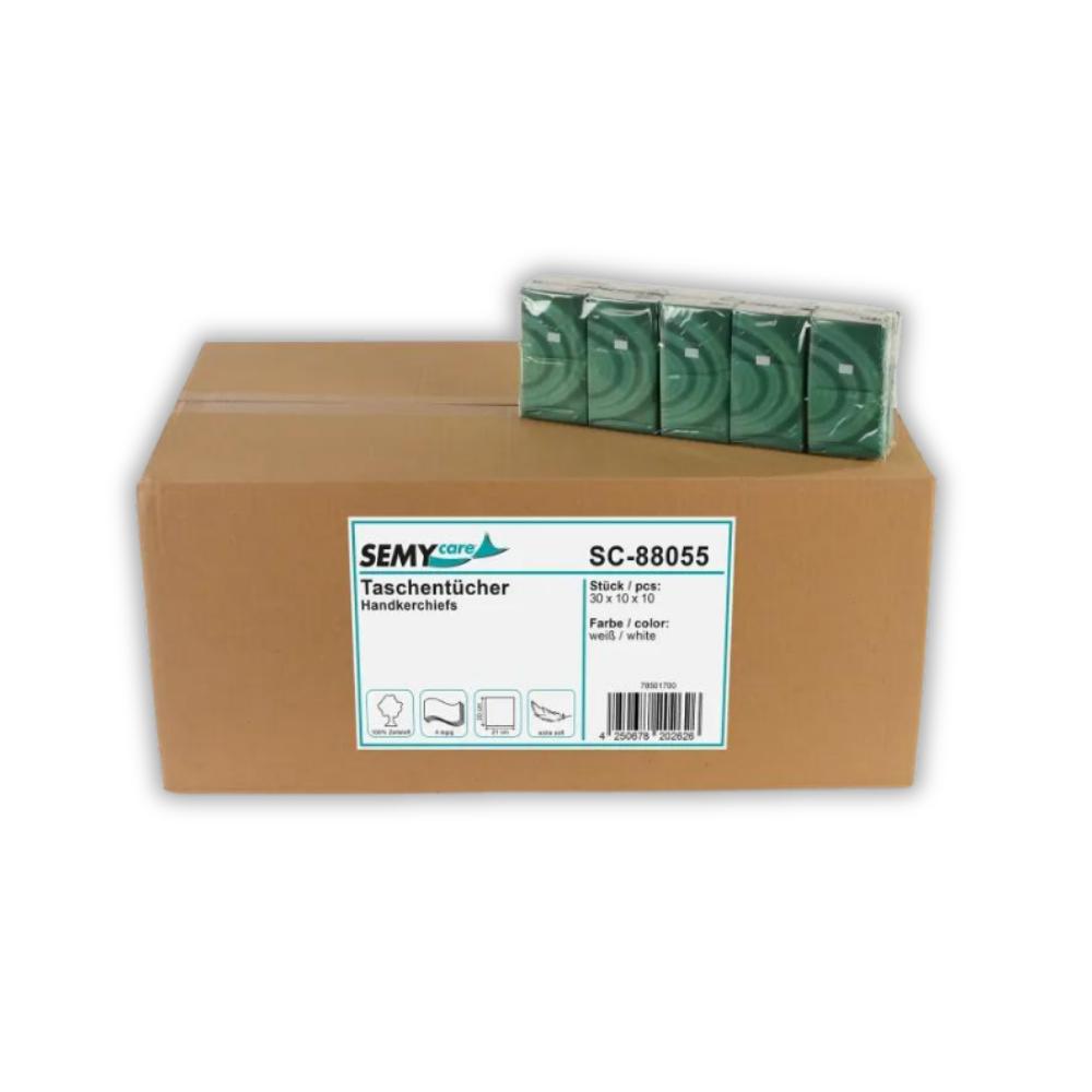 SEMYtop Taschentücher, 4-lagig, Zellstoff hochweiß 30 x 10 Pack á 10 Stück