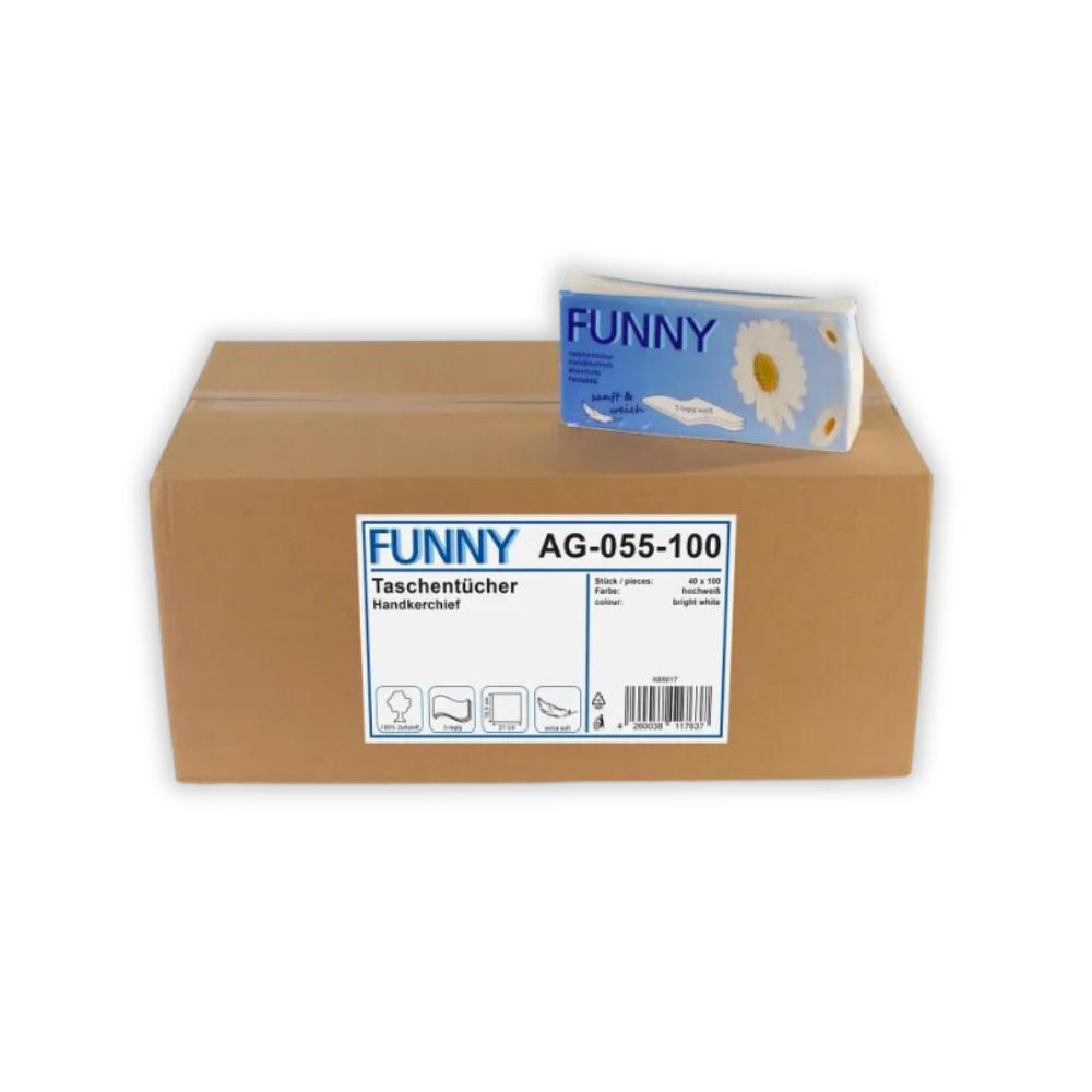 FUNNY Taschentücher, 3-lag, weiß 40 x 100er Pack lose