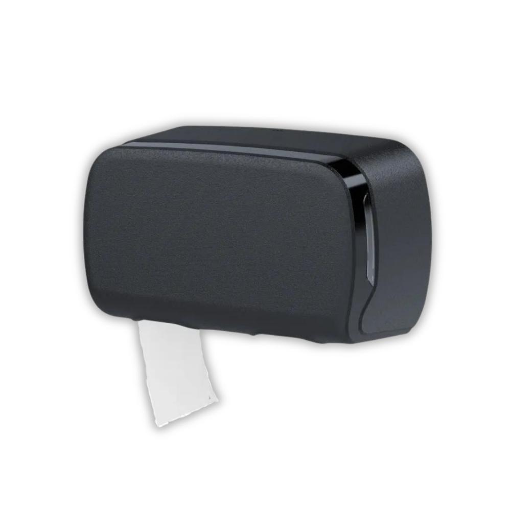 SEMYtop Toilettenpapierspender, für 2 Rollen, schwarz matt für kernloses Toilettenpapier