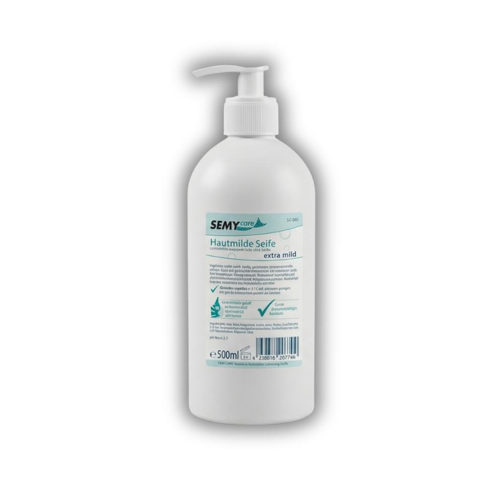 SEMYcare Cremeseife 15 x 500 ml, weiß in Pumpflasche mit Push Pull Verschluß