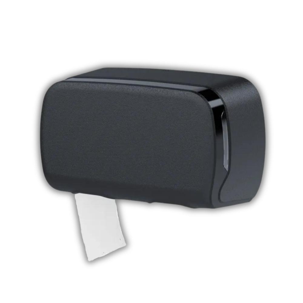 SEMYtop Toilettenpapierspender, für 2 Rollen, schwarz matt für kernloses Toilettenpapier