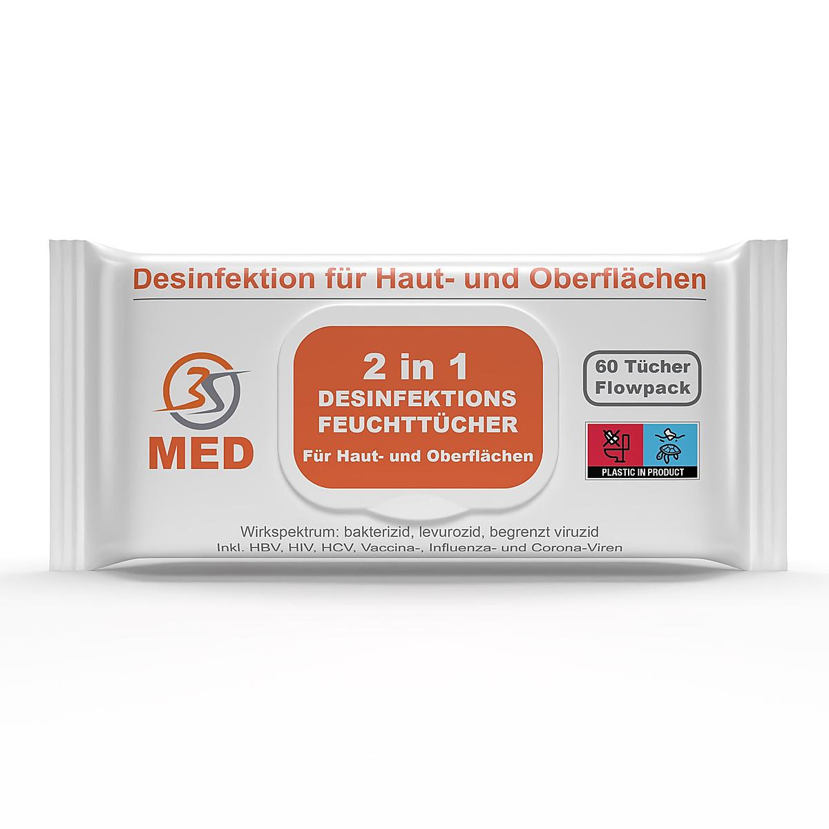 3S MED 2in1 Desinfektions-Feuchttücher