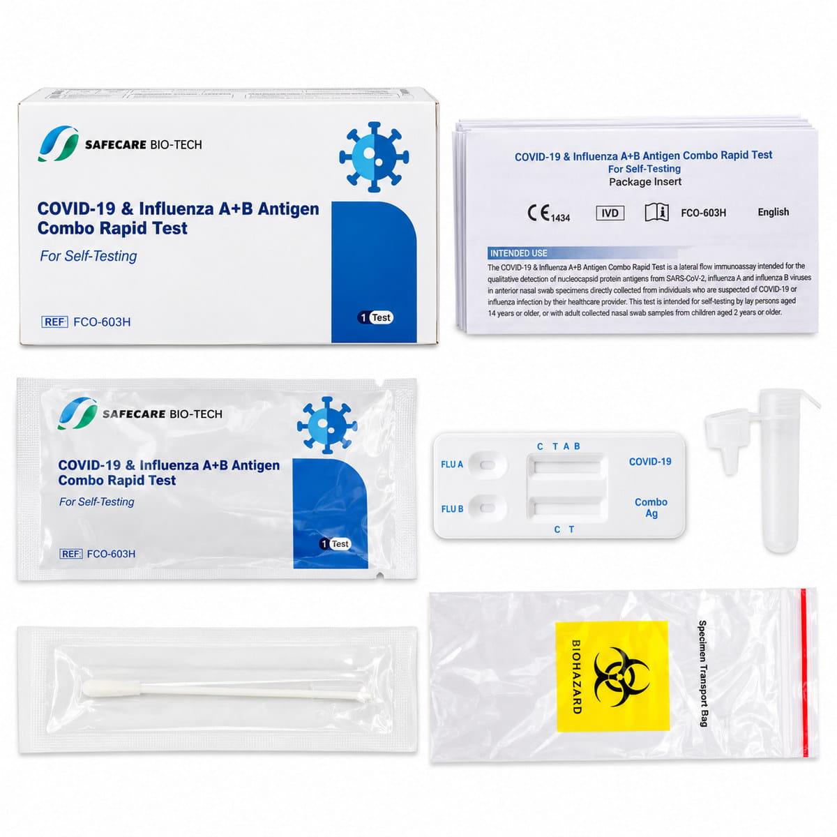 Safecare Influenza A+B & Antigen Covid-19 Combo Rapid Test