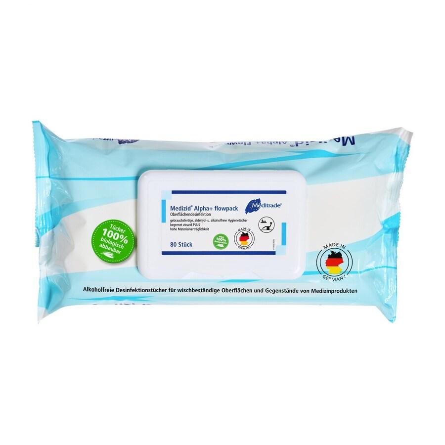Medizid Alpha+ Flowpack 22 x 20 cm, 80 Tücher