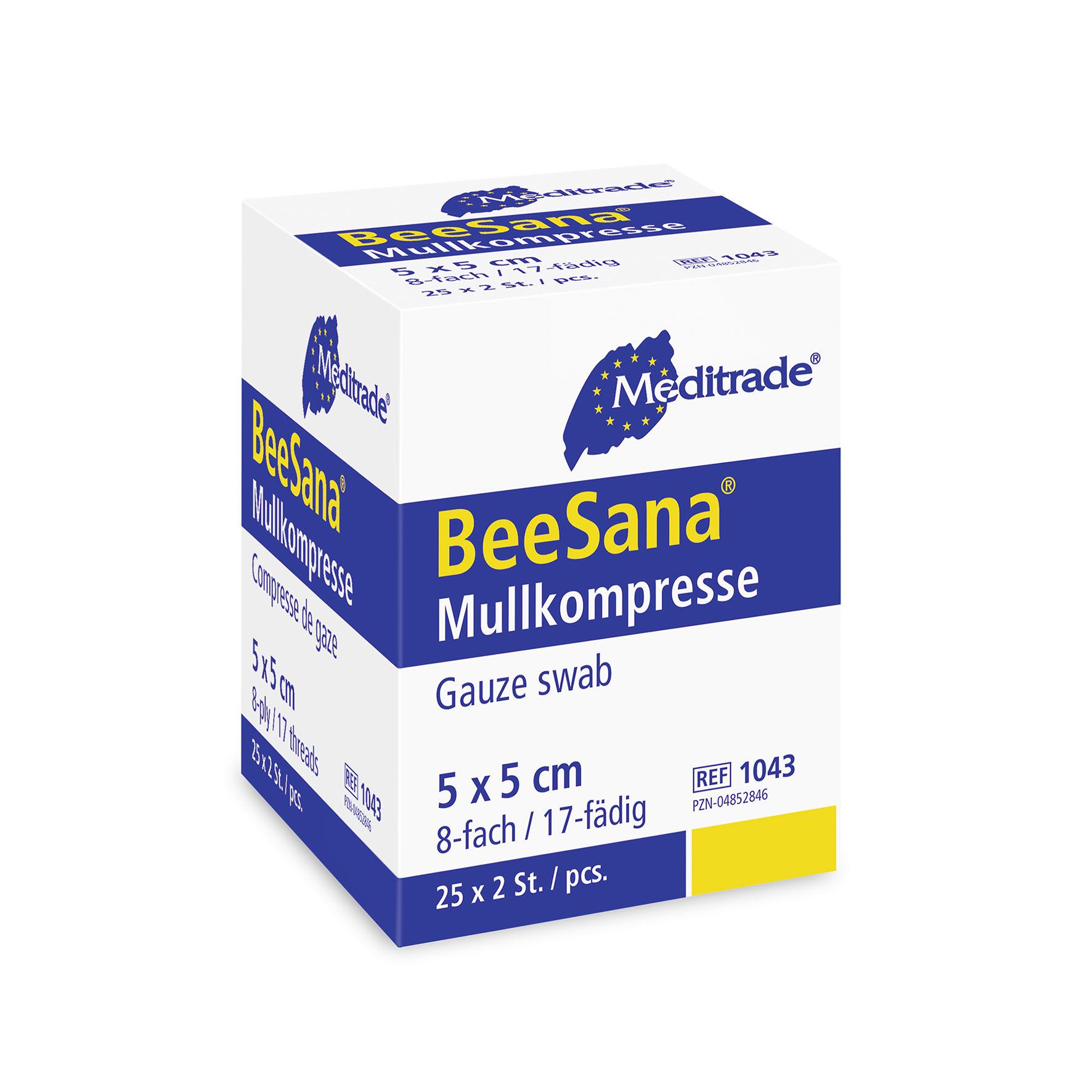 BeeSana® Mullkompresse ohne RöKo, steril, 12-fach, 7,5 x 7,5 cm ,  (30x10 Stück)