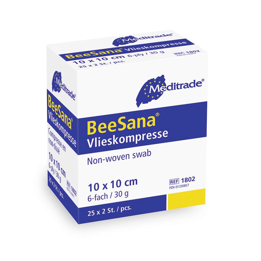 BeeSana® Vlieskompresse steril, 4-fach, 30 g, 10 x 10 cm (25x2 Stück)