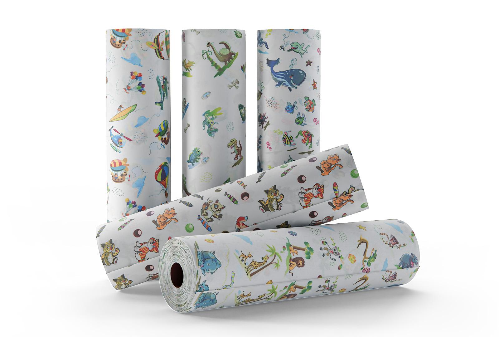 Rollicel® KidsRoll Liegenabdeckung Kinderrolle mit Muster 50cm x 46m, 135 Blatt