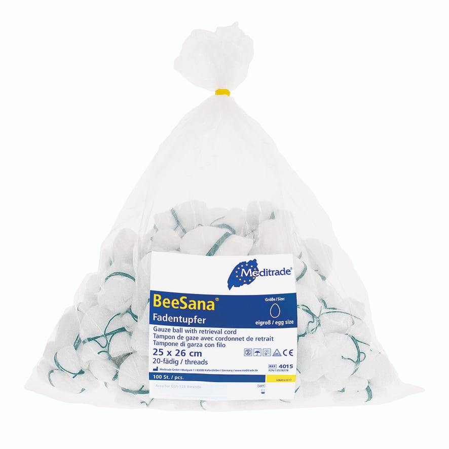 BeeSana® Fadentupfer RöKo unsteril, mit RöKo, 20 x 20 cm
