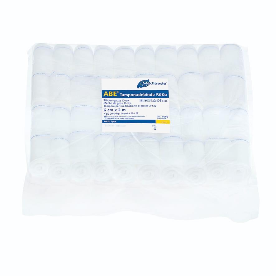 ABE® Tamponadebinde RöKo mit RöKo, unsteril, 6 cm x 2 m, Typ 20