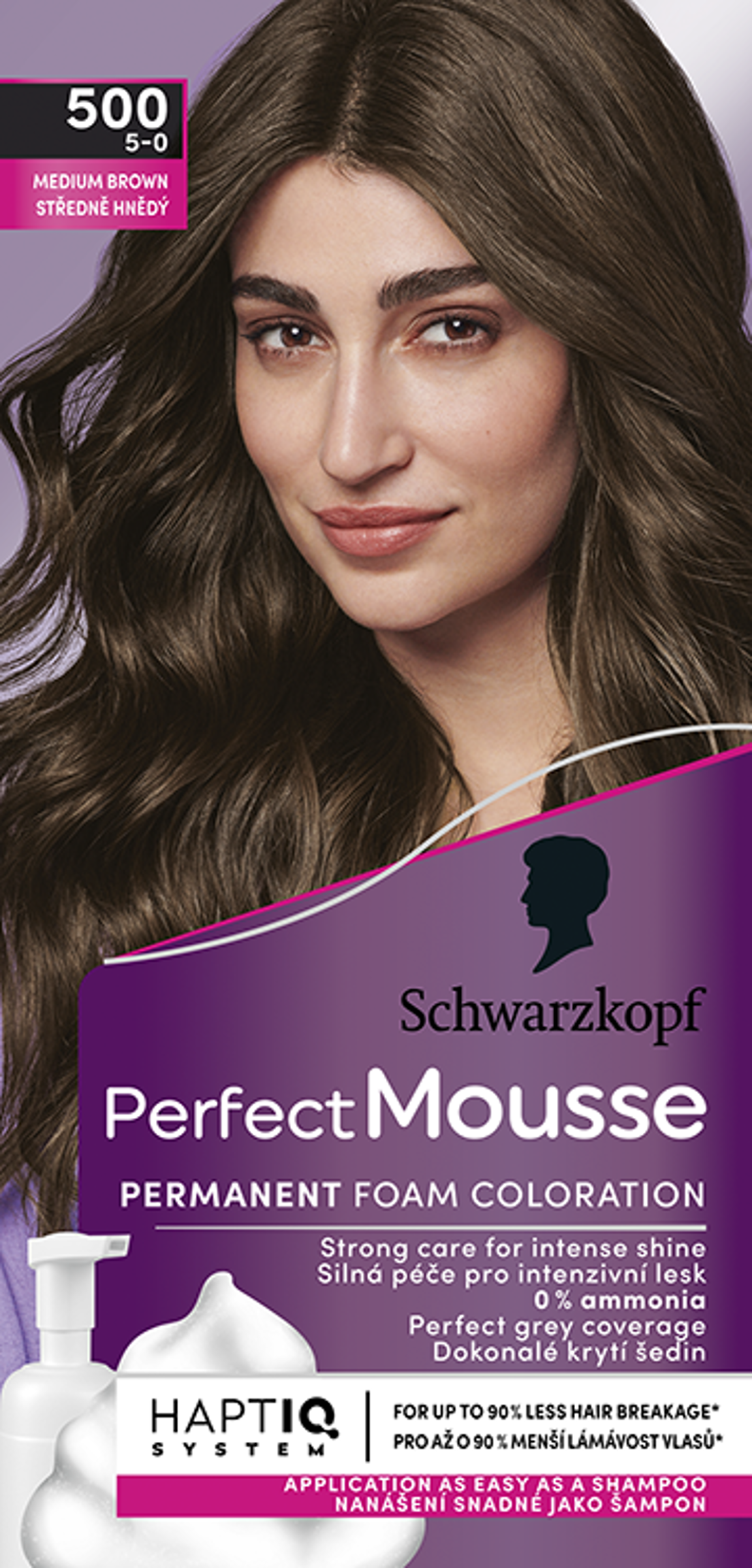 Schwarzkopf Perfect Mousse hab állagú hajfesték 500 középbarna