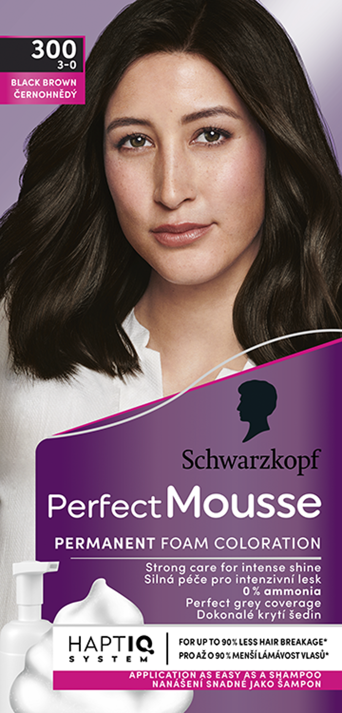Schwarzkopf Perfect Mousse hab állagú hajfesték 300 feketés barna